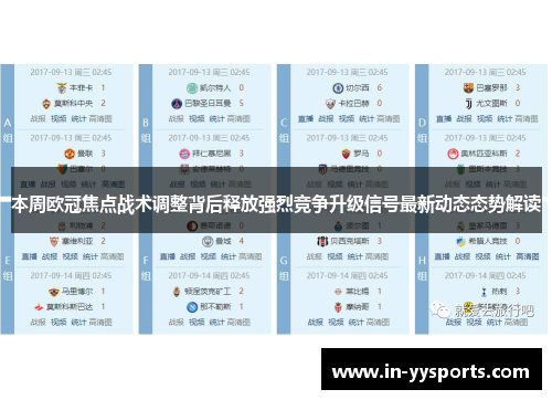 本周欧冠焦点战术调整背后释放强烈竞争升级信号最新动态态势解读